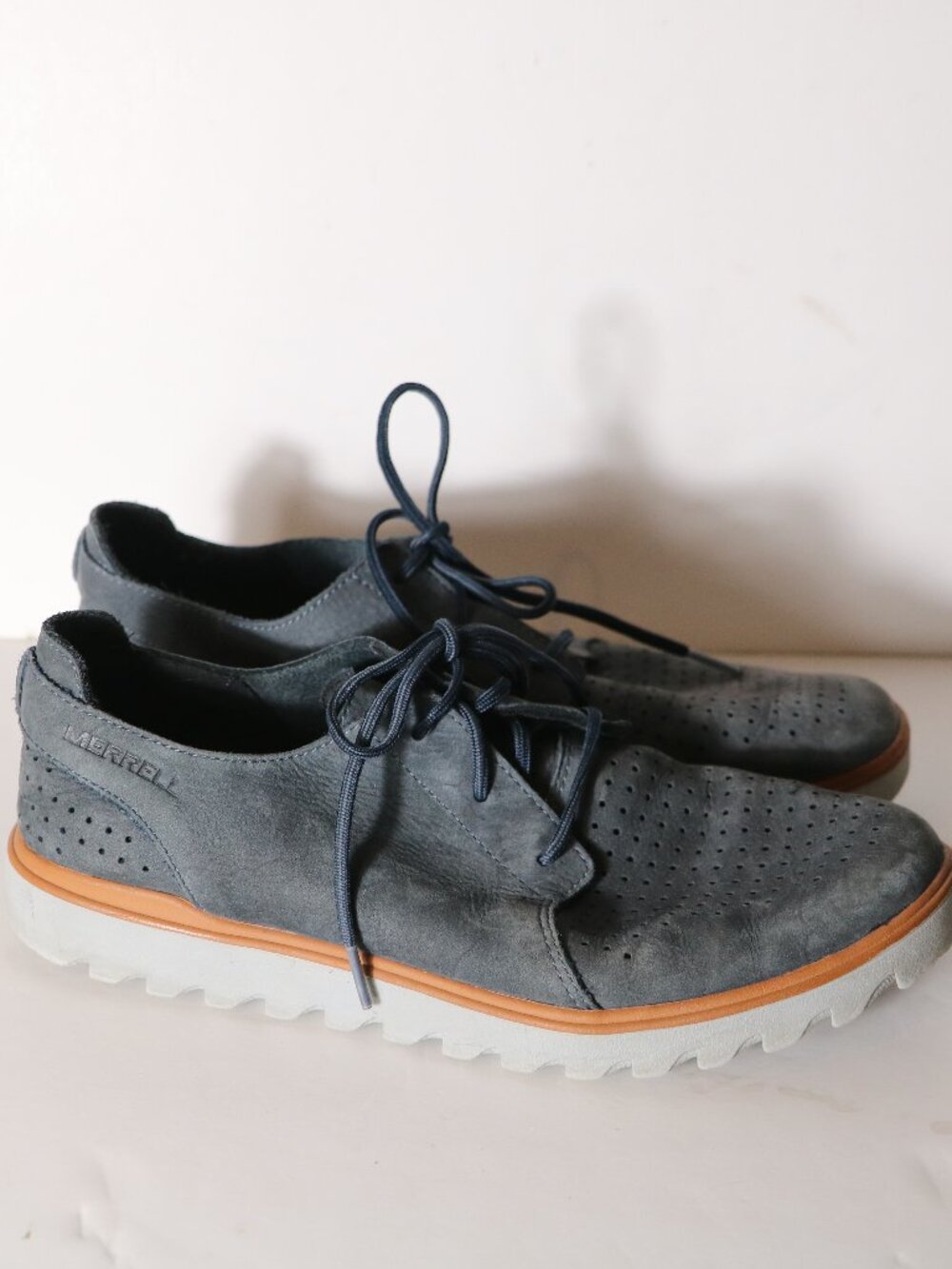 Merrell Mens Downtown Lace Up Oxford Sneaker 10 Suede Slate Gray Comfort j93933